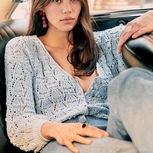 Sézane Annette jumper cardigan blue S